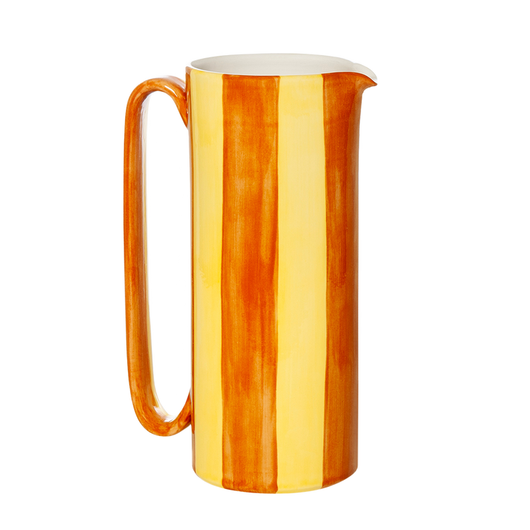 Striped Yellow Tall Ceramic Carafe