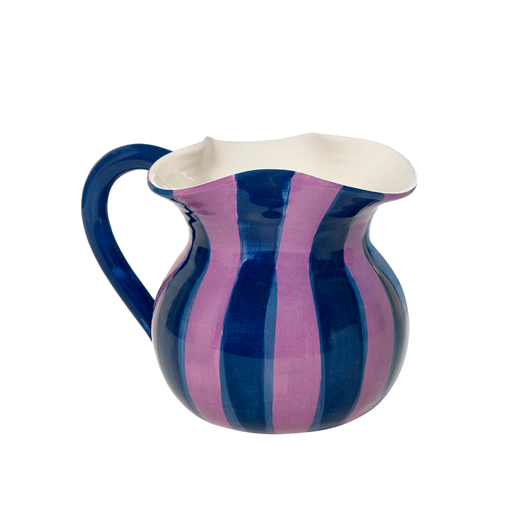 Striped Purple Short Ceramic Carafe