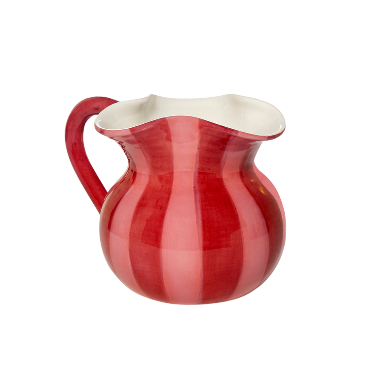 Striped Red Short Ceramic Carafe