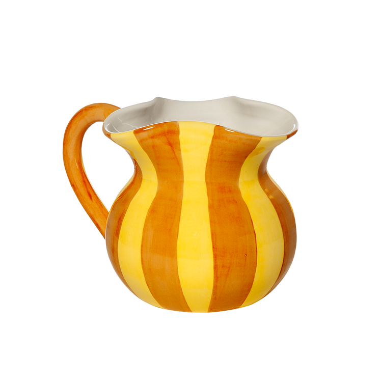 Striped Yellow Short Ceramic Carafe
