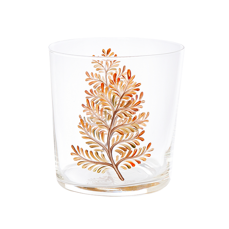 Set of 4 Leaves Hand-Painted Tumbler Glasses