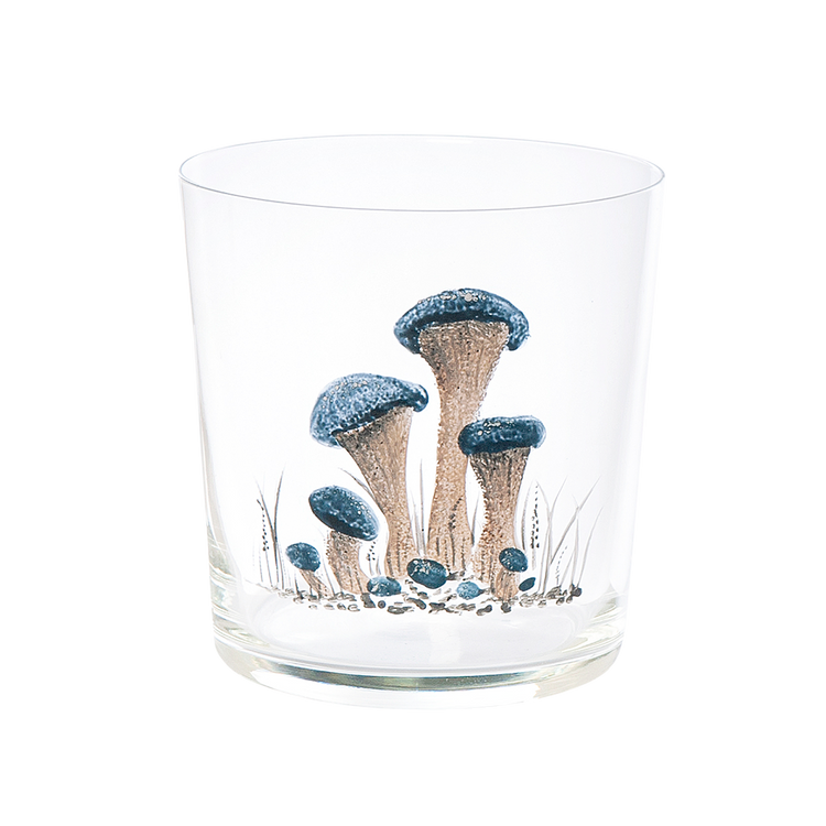 Set of 4 Mushrooms Hand-Painted Tumbler Glasses