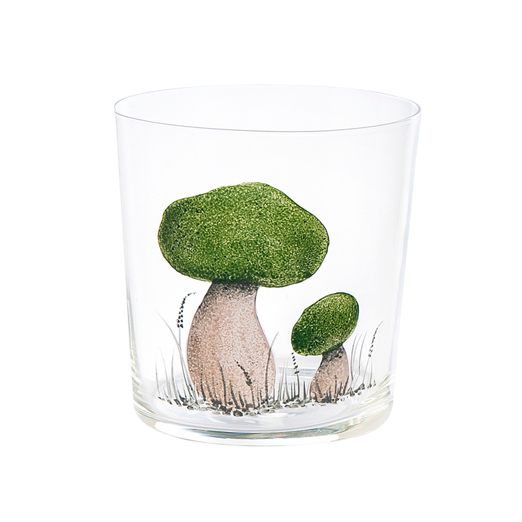 Set of 4 Mushrooms Hand-Painted Tumbler Glasses