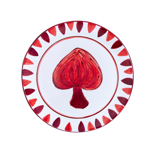 Mushroom Hand-Painted Bordeaux Ceramic Dinner Plate