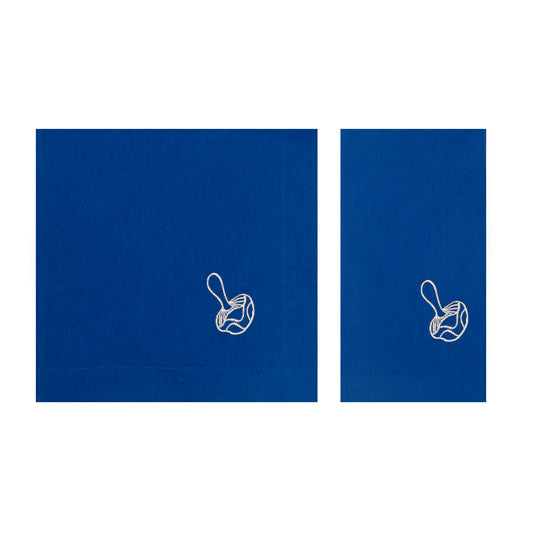 Embroidered Mushroom Blue Napkins