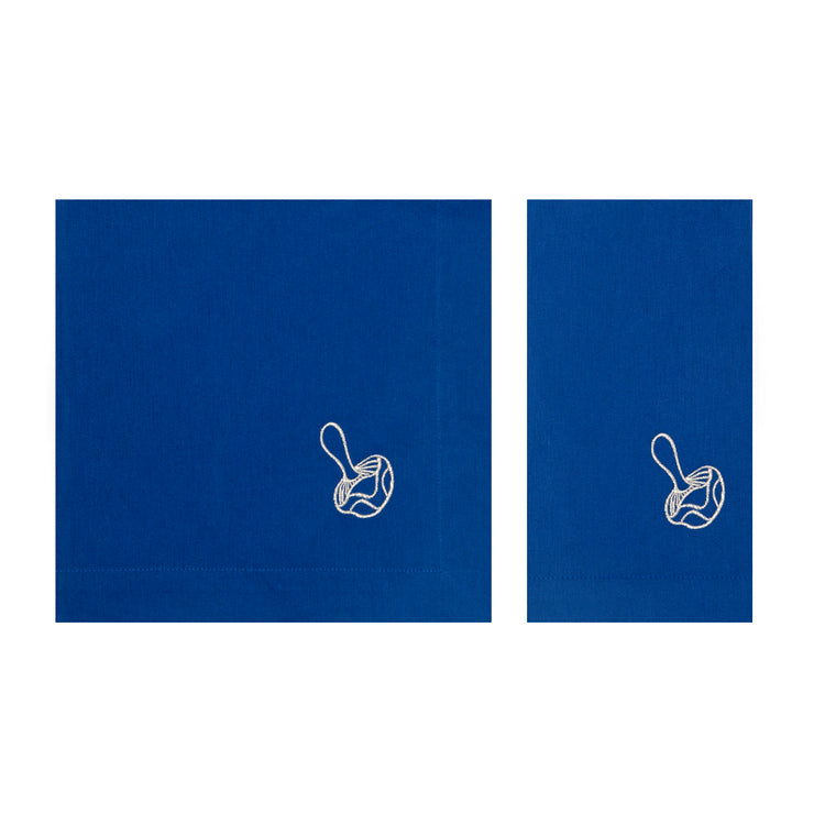 Embroidered Mushroom Blue Napkins