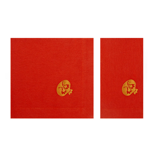 Embroidered Pomegranate Orange Napkins