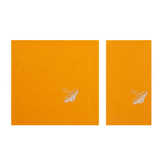 Embroidered Mushroom Lime Napkins