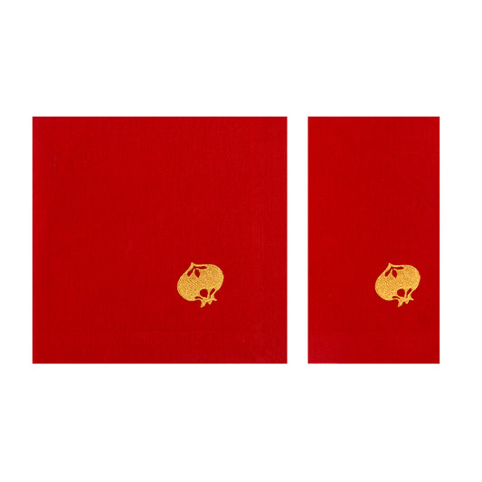 Embroidered Pomegranate Red Napkins