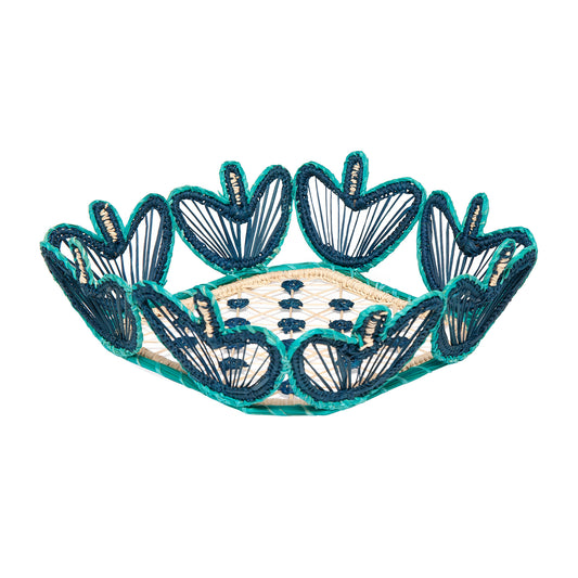 Blossom Handwoven Blue Large Basket