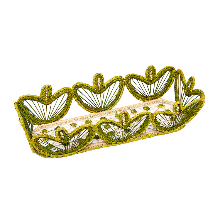 Blossom Handwoven Green Rectangular Basket