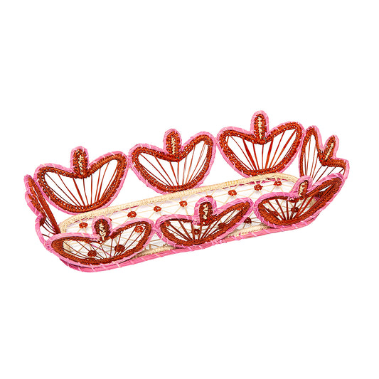 Blossom Handwoven Red Rectangular Basket