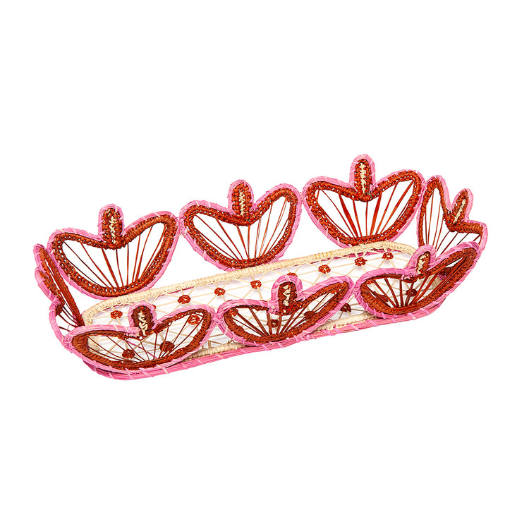 Blossom Handwoven Red Rectangular Basket