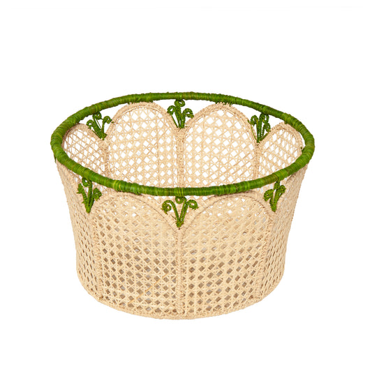 Art Deco Handwoven Green Basket