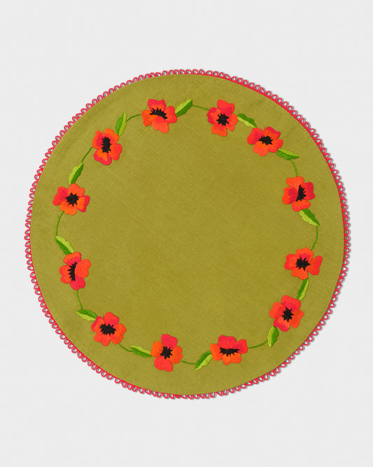 Crini & Sophia Poppy Green Placemat