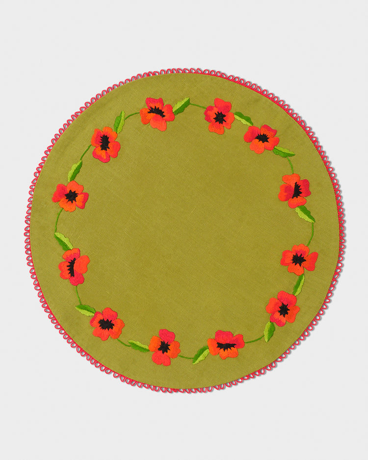 Crini & Sophia Poppy Green Placemat
