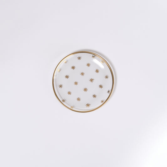Stars Hand-Painted Gold Glass Bread Plate