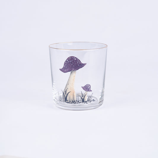 Purple Mushroom Hand-Painted Tumbler Glass