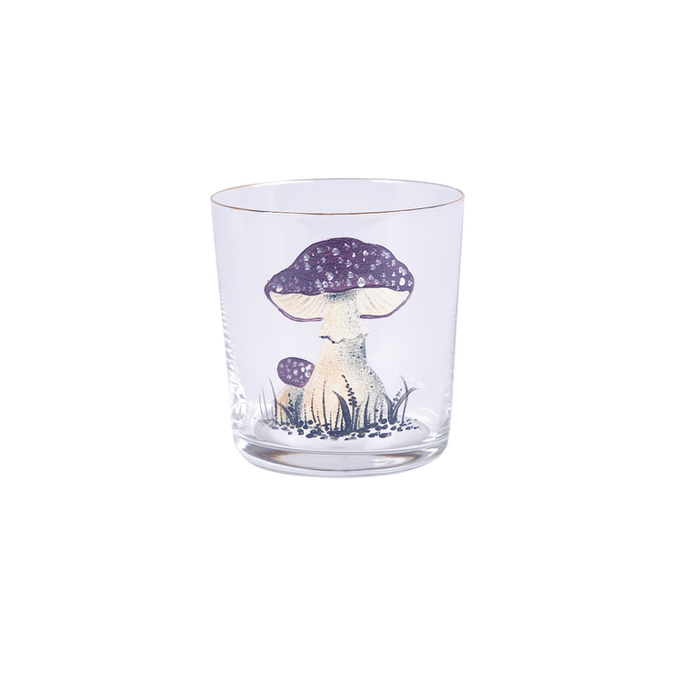 Purple Mushroom Hand-Painted Tumbler Glass