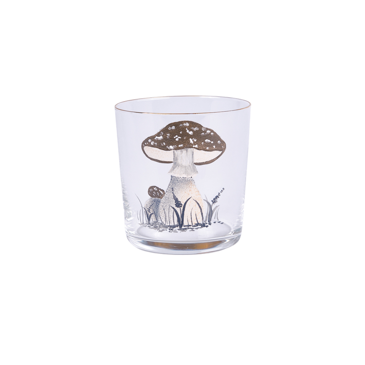 Olive Mushroom Hand-Painted Tumbler Glass