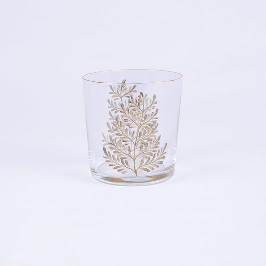 Set of 4 Leaves Hand-Painted Tumbler Glass