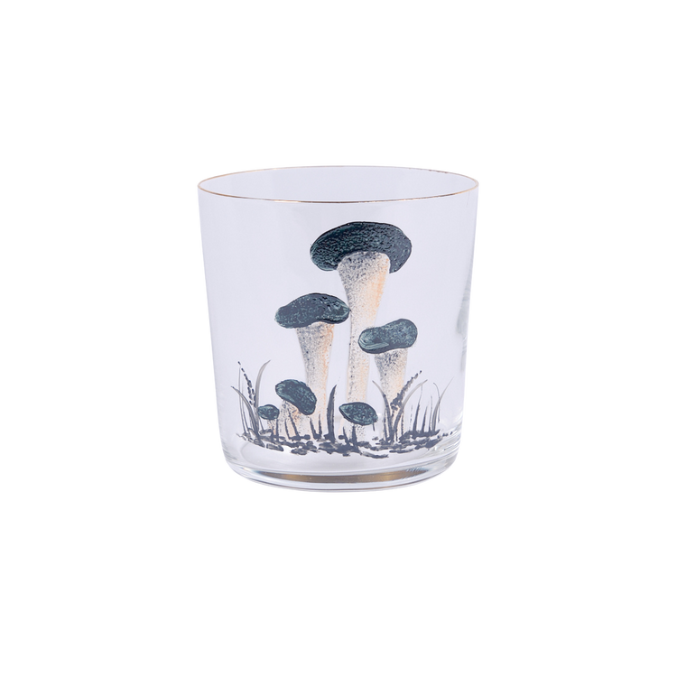 Dark Green Mushroom Hand-Painted Tumbler Glass