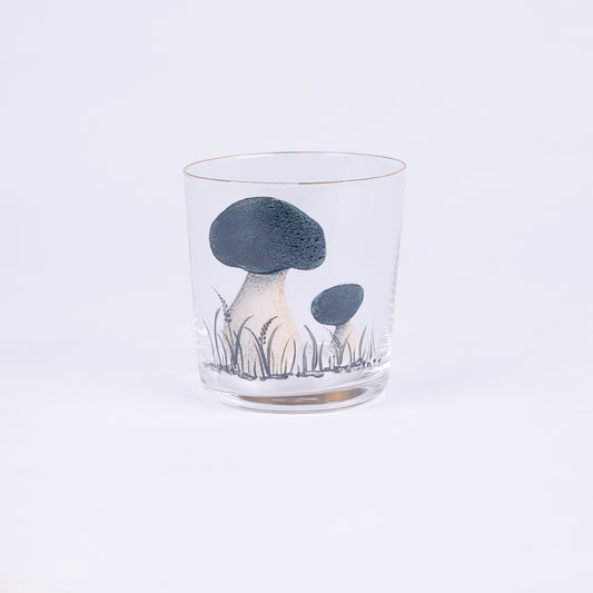 Dark Green Mushroom Hand-Painted Tumbler Glass