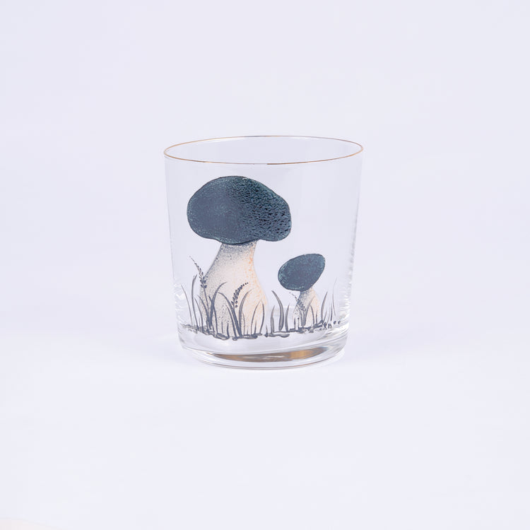 Dark Green Mushroom Hand-Painted Tumbler Glass
