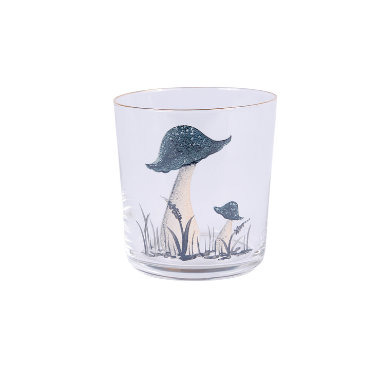 Dark Green Mushroom Hand-Painted Tumbler Glass