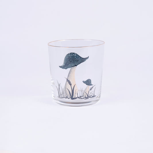 Dark Green Mushroom Hand-Painted Tumbler Glass