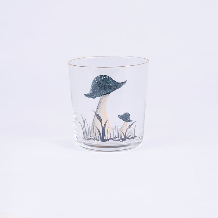 Dark Green Mushroom Hand-Painted Tumbler Glass