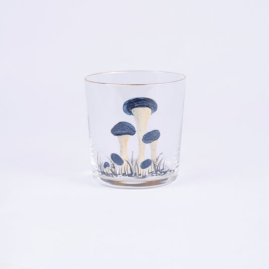 Blue Mushroom Hand-Painted Tumbler Glass
