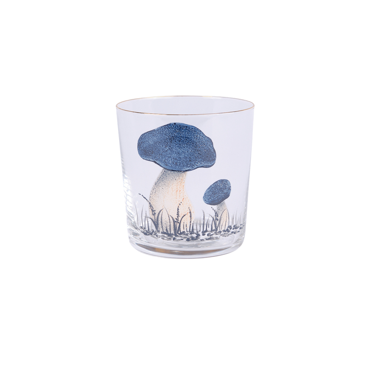 Blue Mushroom Hand-Painted Tumbler Glass