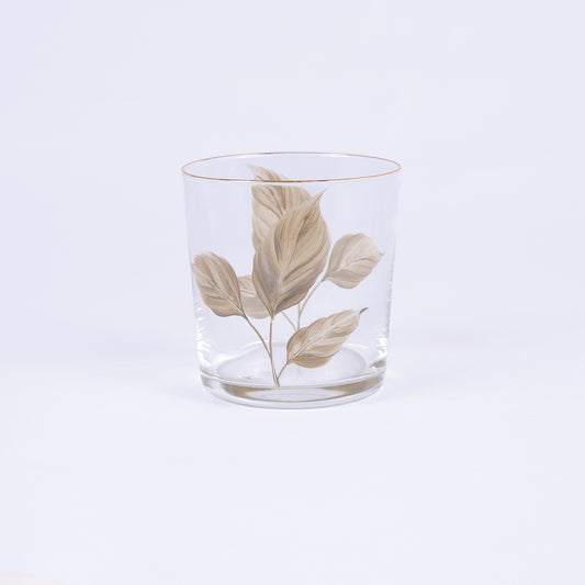 Set of 4 Leaves Hand-Painted Tumbler Glass