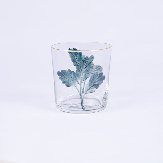 Set of 4 Leaves Hand-Painted Tumbler Glass
