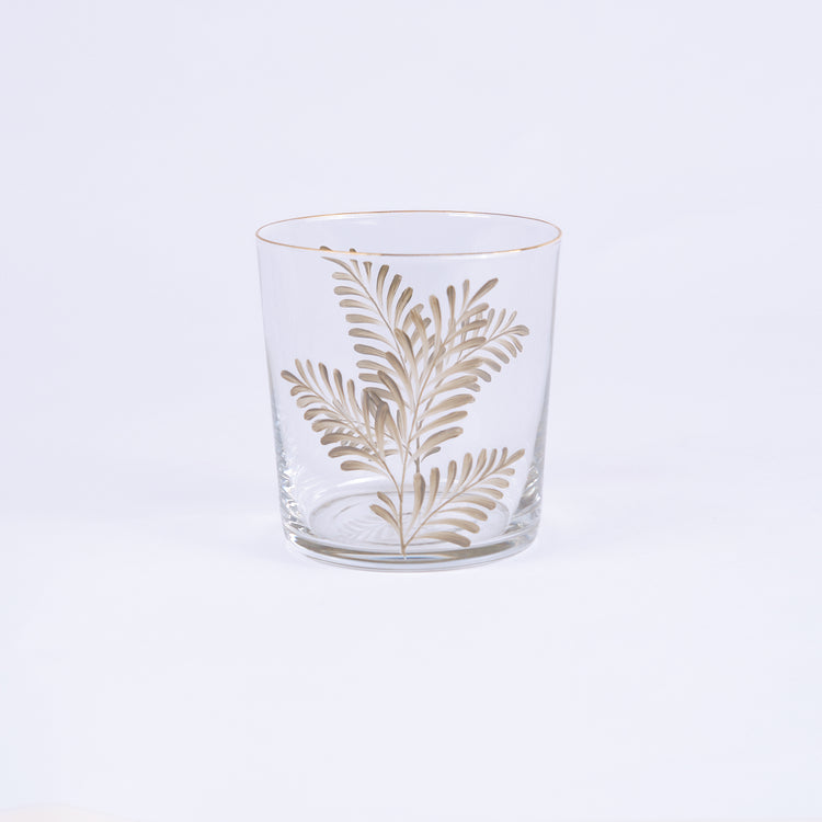 Set of 4 Leaves Hand-Painted Tumbler Glass