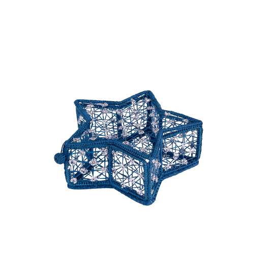 Star Handwoven Blue & Silver Medium Box