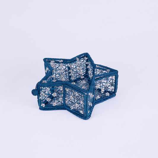 Star Handwoven Blue & Silver Medium Box
