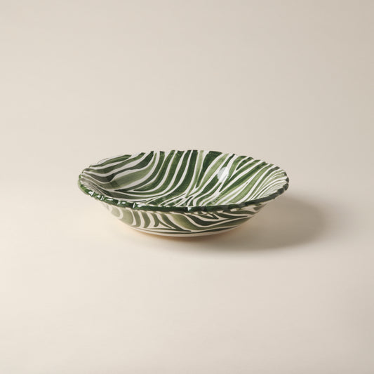 Animal Print Hand-Painted Green Ceramic Salad Bowl