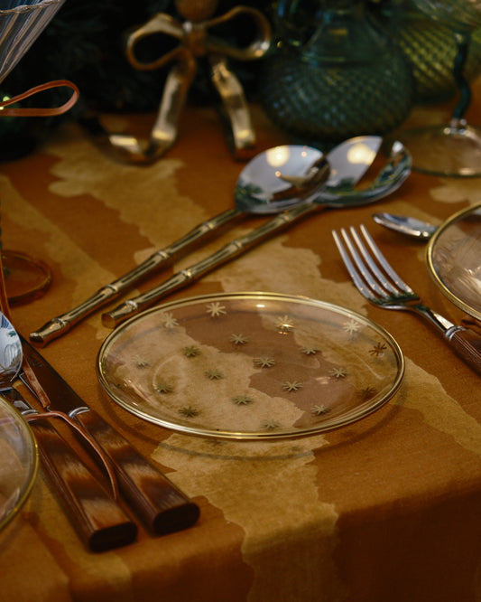 Stars Hand-Painted Gold Glass Bread Plate