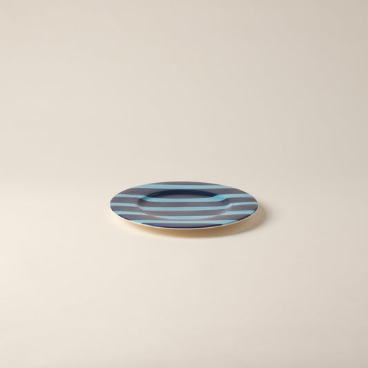 Striped Indigo Blue Dessert Plate