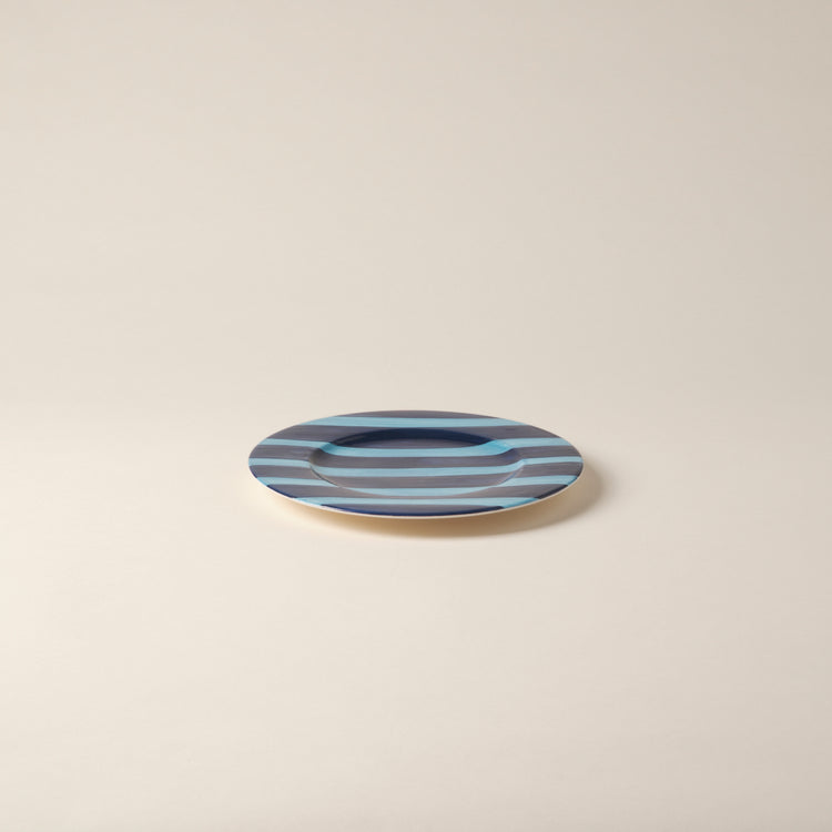 Striped Indigo Blue Dessert Plate
