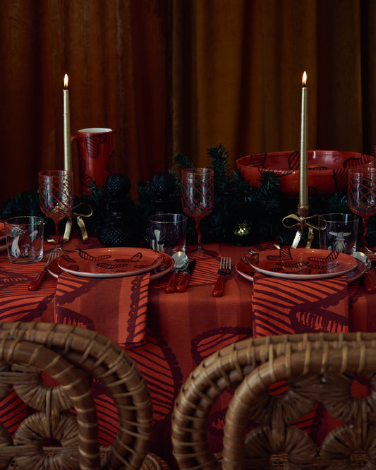 Hearts Ceramic Hand-Painted Red Tall Carafe