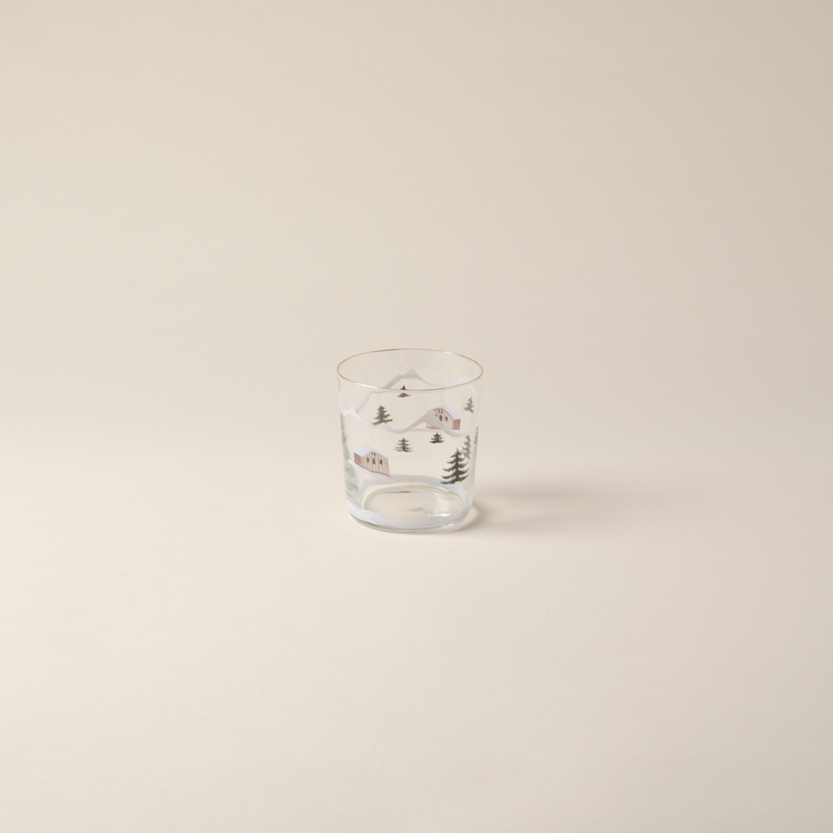 Set of 4 Skier Hand-Painted Tumbler Glass