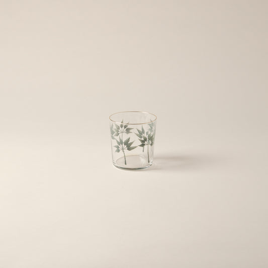Palm Trees Hand-Painted Green Tumbler Glass