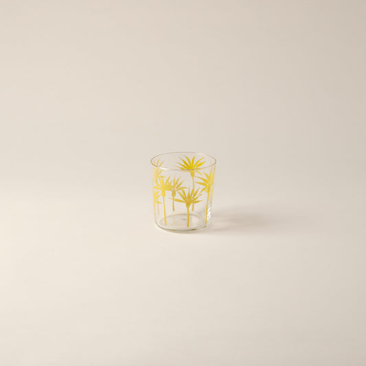 Palm Trees Hand-Painted Yellow Tumbler Glass