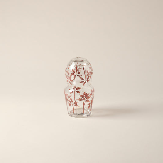 Bedside Water Carafe & Glass Set Hand-Painted Terracotta Palm Trees