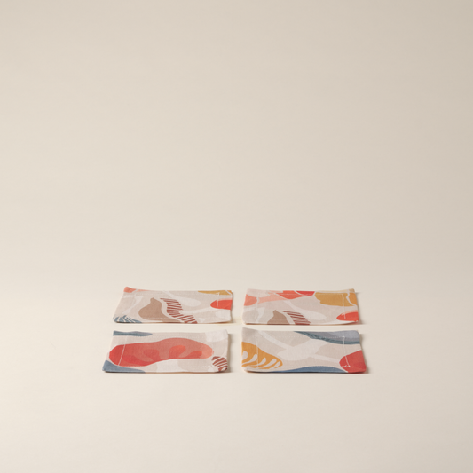 Set of 4 Wonderland White Linen Coasters