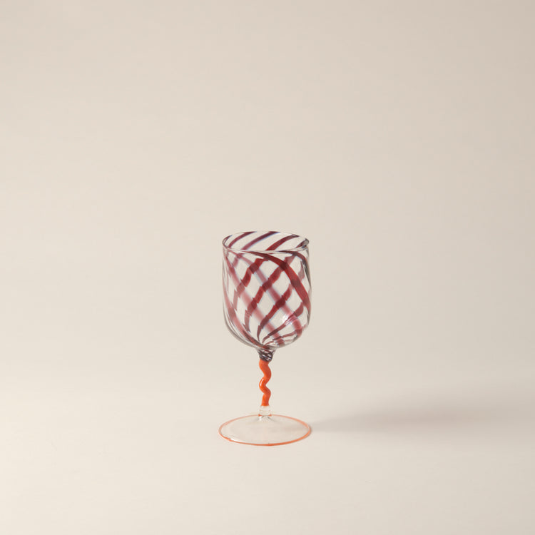 Red Stripes Borosilicate Orange Stem Glass