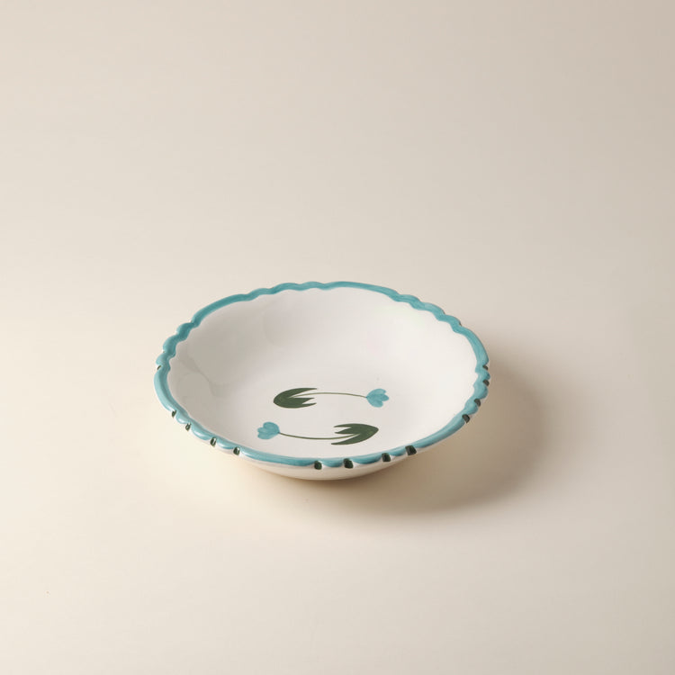Tulip Hand-Painted Blue Ceramic Salad Bowl